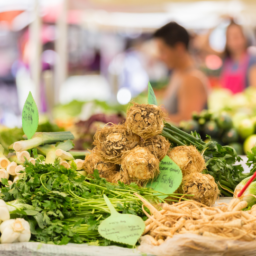 Close up of produce at a farmer's market that is healthy for people with Parkinson's. Parkinson's news