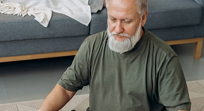 Older guy with white beard resting