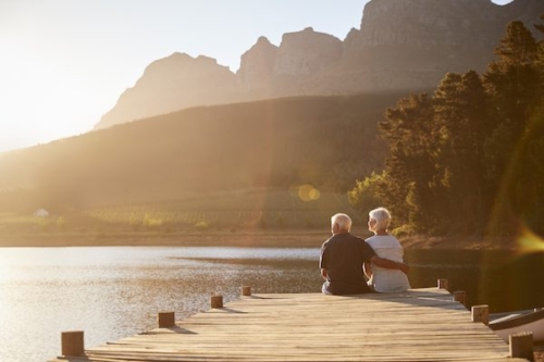 Old couple enjoying in nature