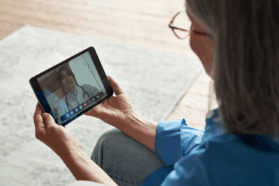 Woman on video call